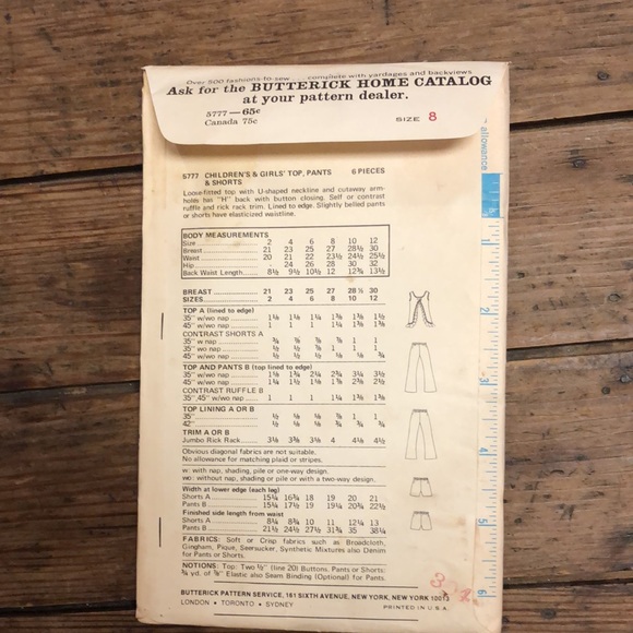 2 Vintage Butterick patterns girls sz8 circa 1970 - Picture 3 of 6